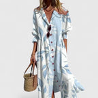 Women's Printed Button Front Maxi Dress | Garsdale_1