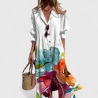 Women's Printed Button Front Maxi Dress | Garsdale_2
