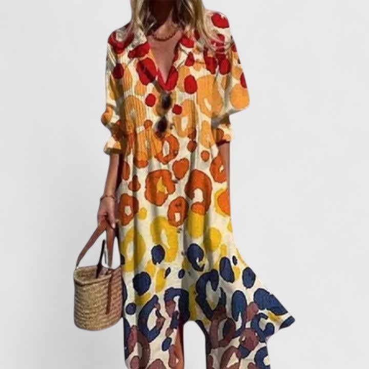 Women's Printed Button Front Maxi Dress | Garsdale_3