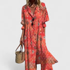 Women's Printed Button Front Maxi Dress | Garsdale_5