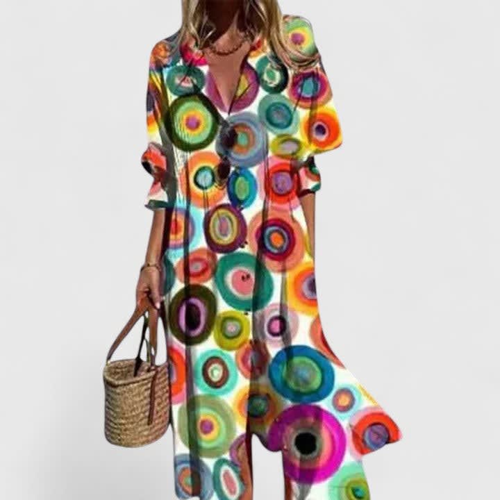 Women's Printed Button Front Maxi Dress | Garsdale_7