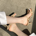 Women's Leather Square Toe Heeled Sandals | Maribel_3