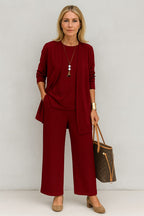 Women's Wide Leg 3 Piece Pant Set | Compton_3