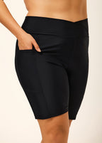 Women's High Waist Swim Shorts with Pockets | Sybil_2