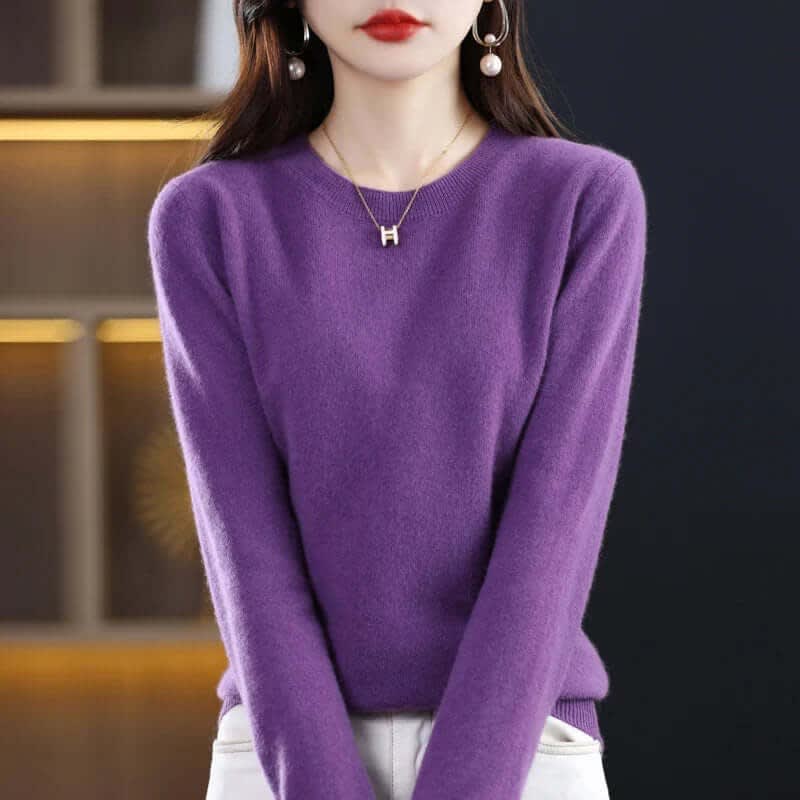Women's Crew Neck Soft Knit Sweater | Lucasta_12