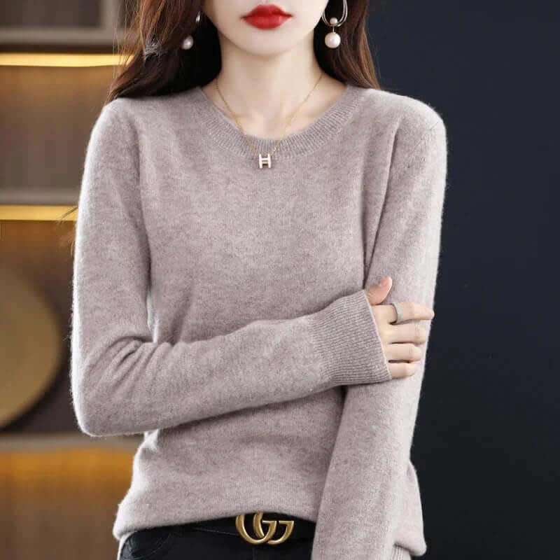 Women's Crew Neck Soft Knit Sweater | Lucasta_16