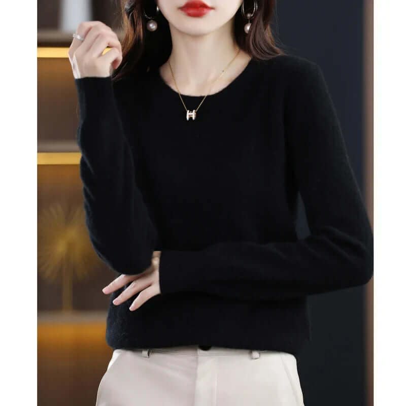 Women's Crew Neck Soft Knit Sweater | Lucasta_19
