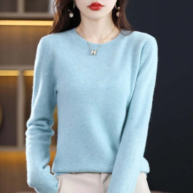 Women's Crew Neck Soft Knit Sweater | Lucasta_2