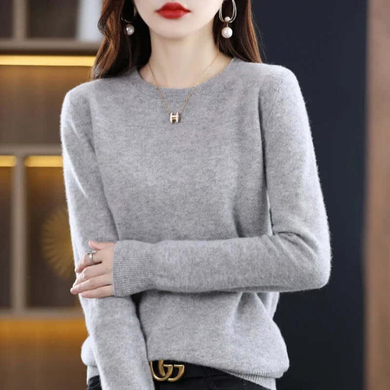 Women's Crew Neck Soft Knit Sweater | Lucasta_20