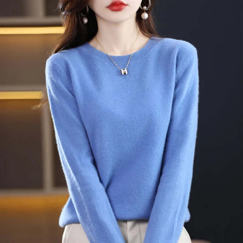 Women's Crew Neck Soft Knit Sweater | Lucasta_22