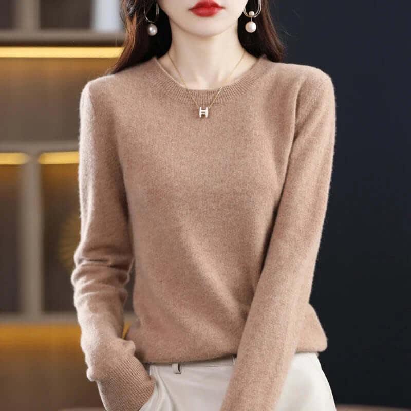 Women's Crew Neck Soft Knit Sweater | Lucasta_3
