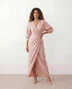 Women's V-Neck Wrap Maxi Dress | Rhiannon_1