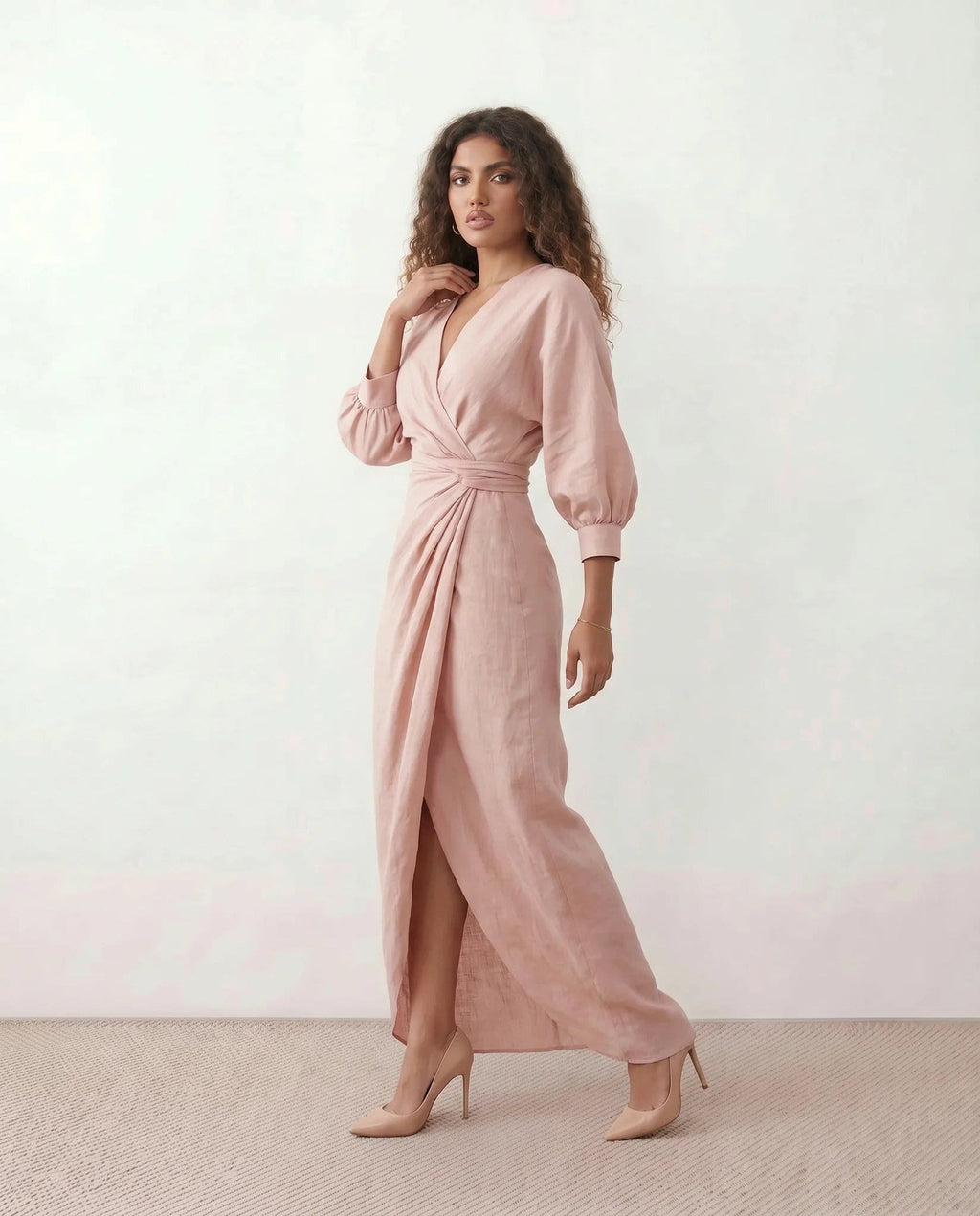 Women's V-Neck Wrap Maxi Dress | Rhiannon_2