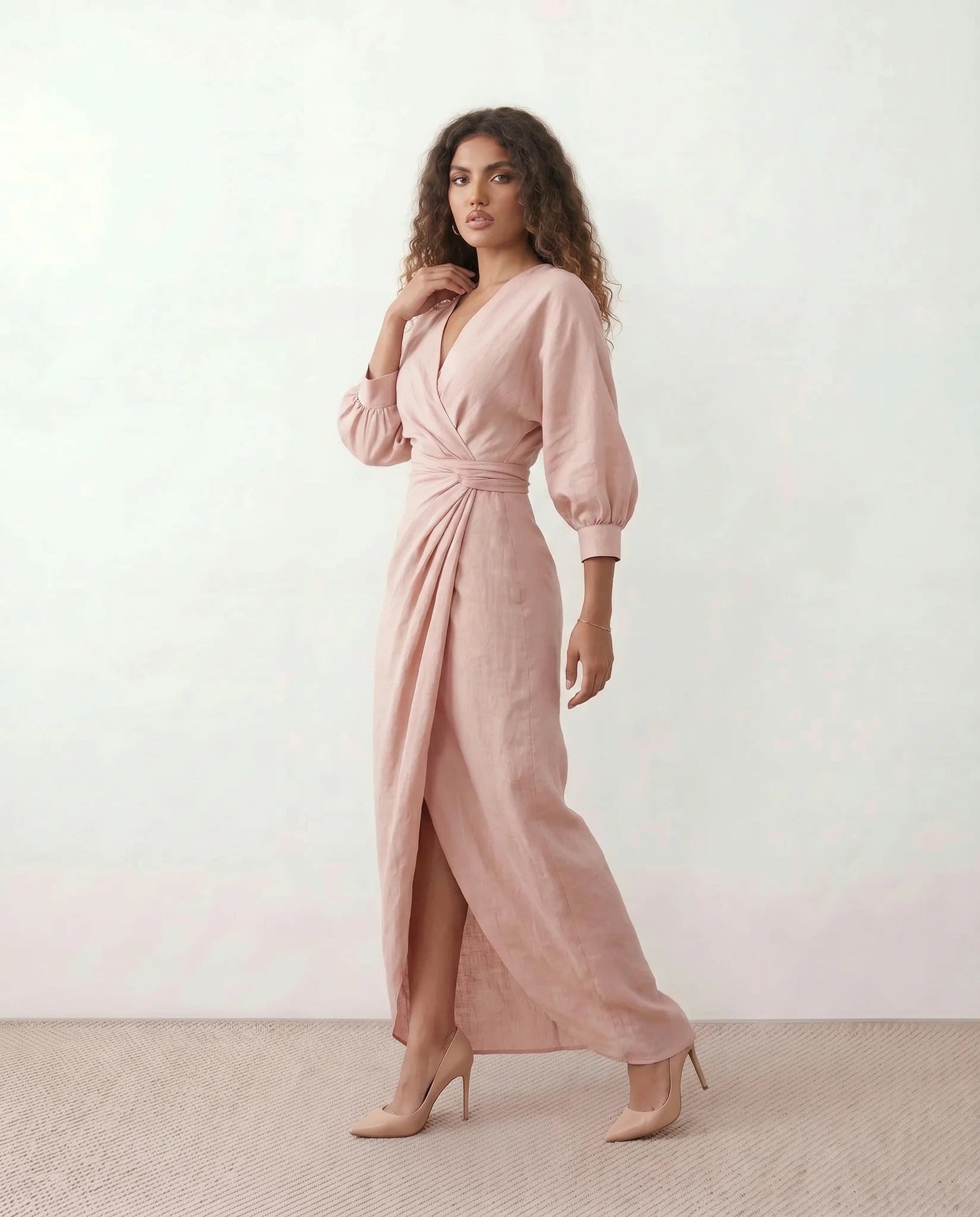 Women's V-Neck Wrap Maxi Dress | Rhiannon_2