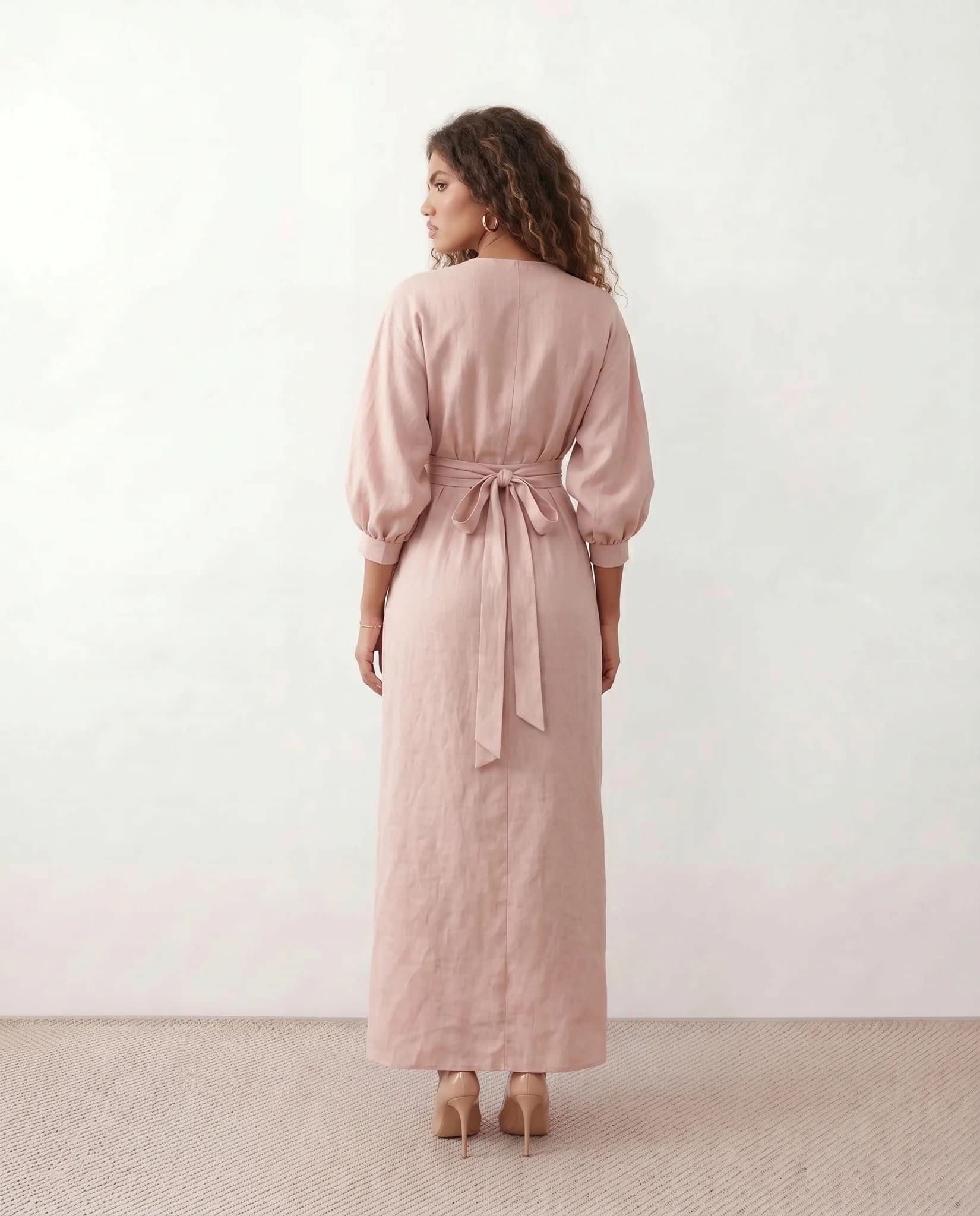 Women's V-Neck Wrap Maxi Dress | Rhiannon_3