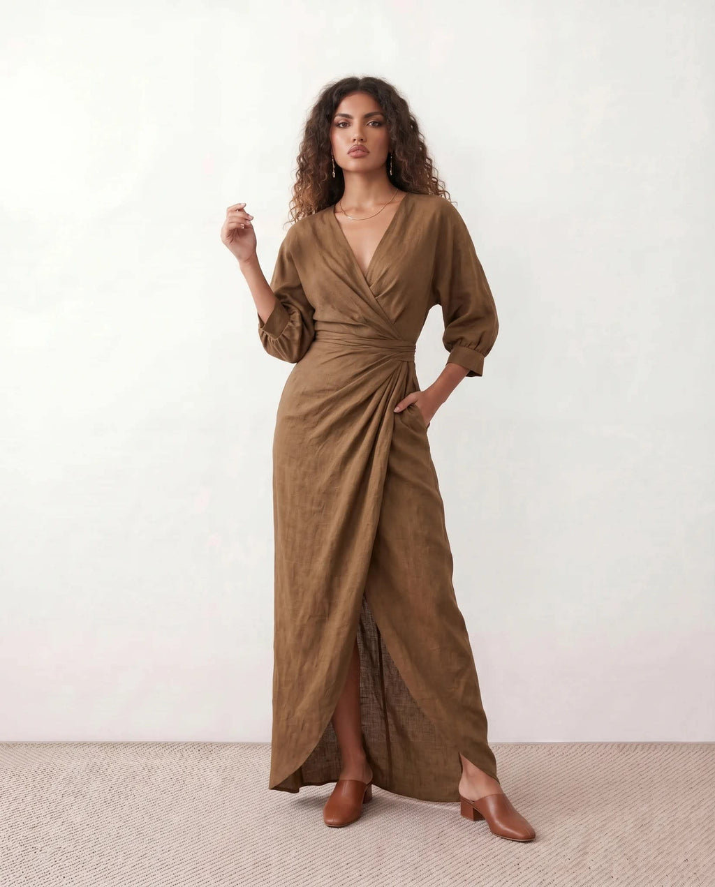 Women's V-Neck Wrap Maxi Dress | Rhiannon_5