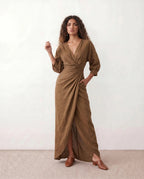 Women's V-Neck Wrap Maxi Dress | Rhiannon_5