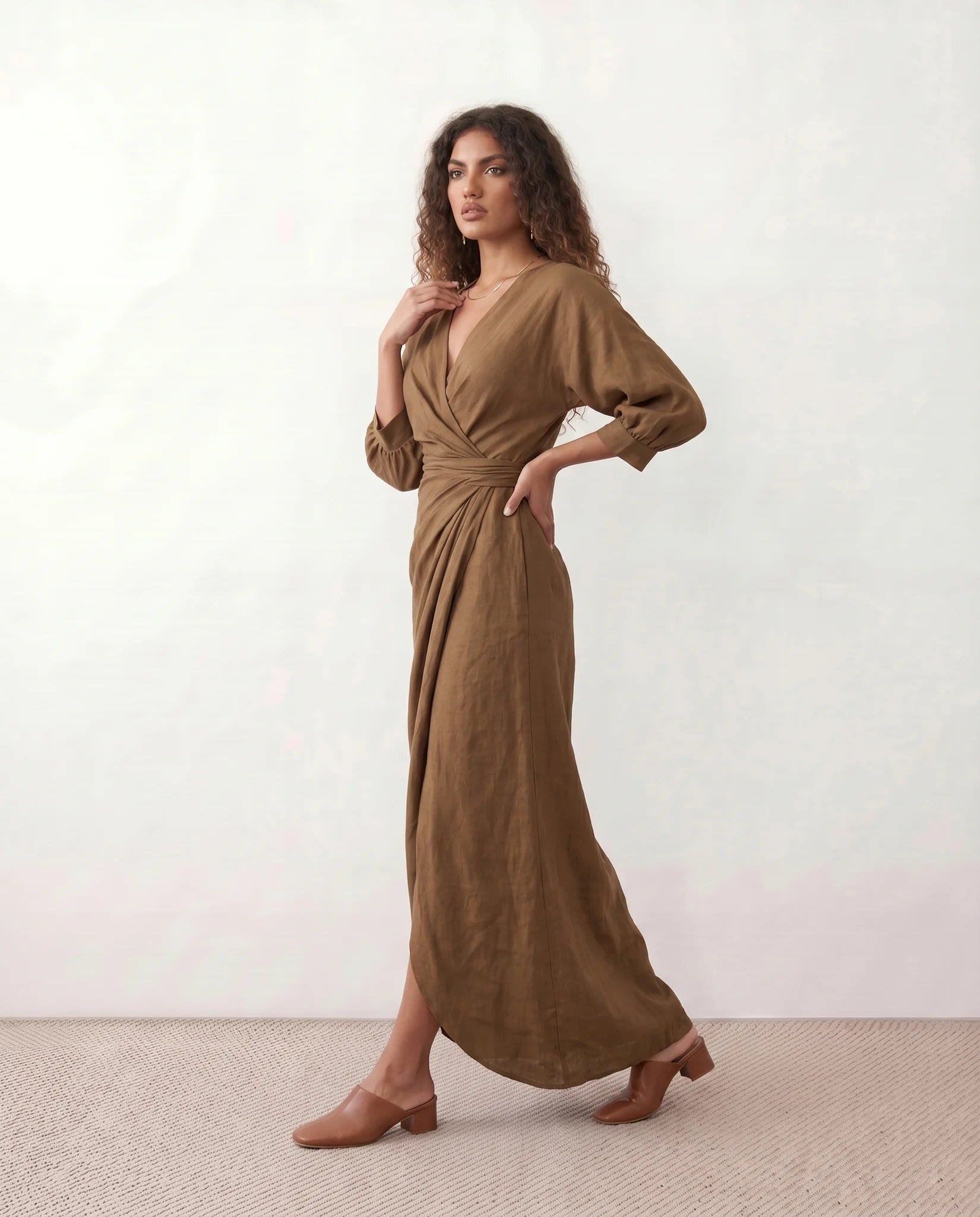 Women's V-Neck Wrap Maxi Dress | Rhiannon_6