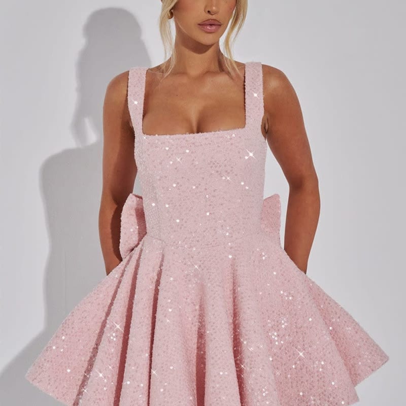 Women's Sequin Bow Back Mini Dress | Linfield_1