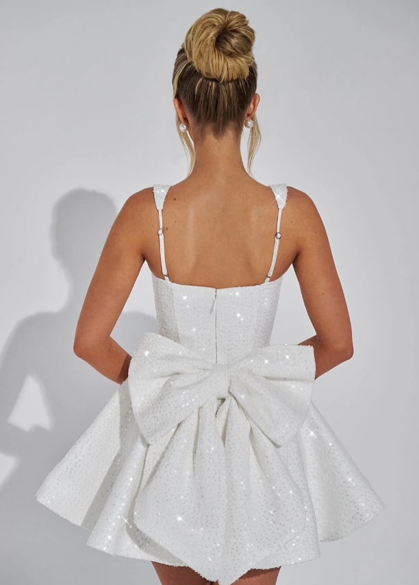 Women's Sequin Bow Back Mini Dress | Linfield_11