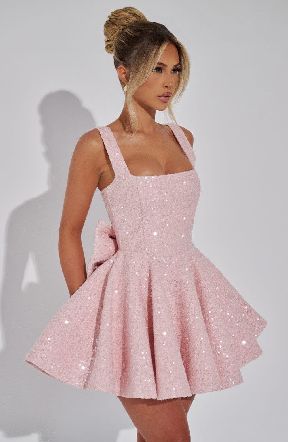 Women's Sequin Bow Back Mini Dress | Linfield_3
