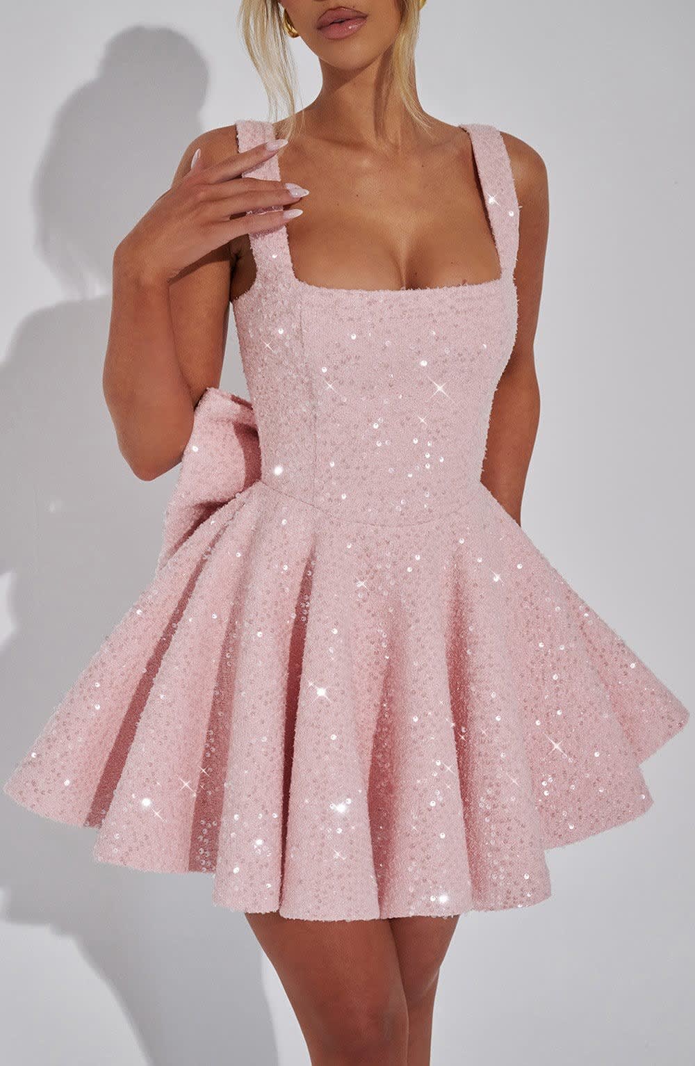 Women's Sequin Bow Back Mini Dress | Linfield_5