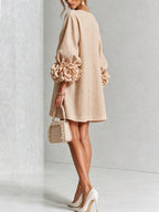 Women's Button Front Rosette Sleeve Mini Dress | Rookwood_25