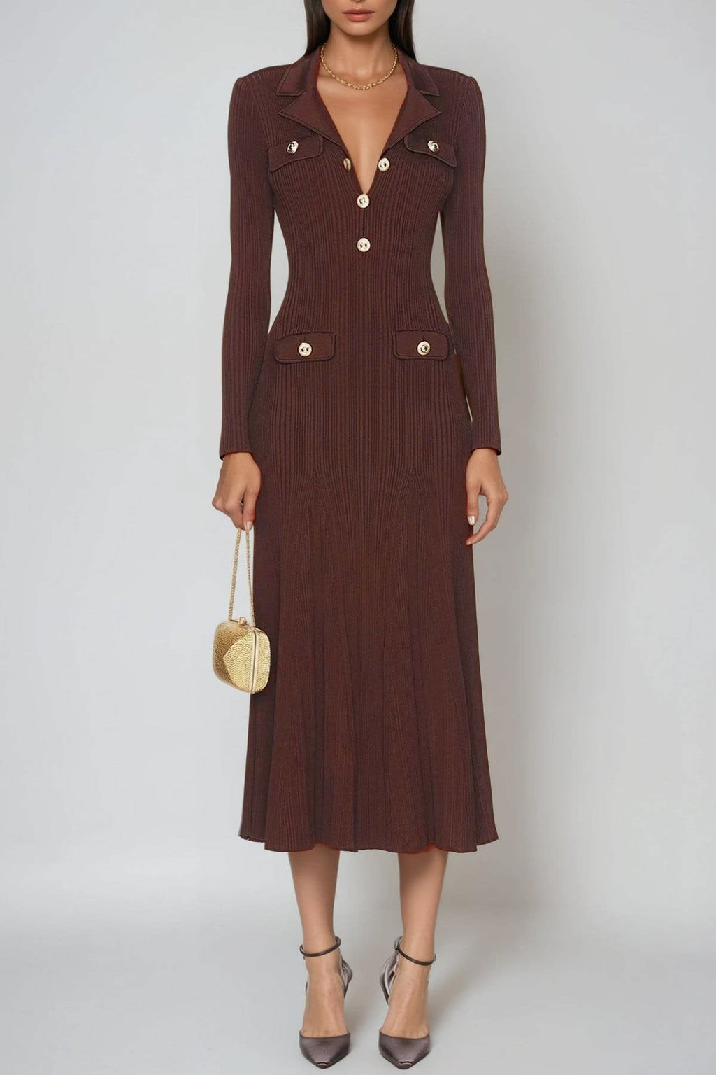 Women's Ribbed Knit Midi Dress | Rosamund_1