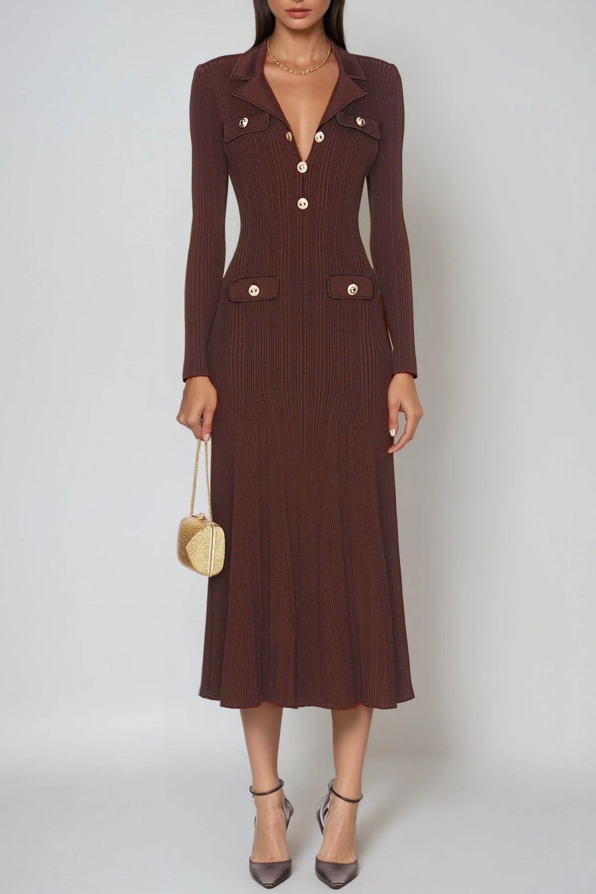 Women's Ribbed Knit Midi Dress | Rosamund_1