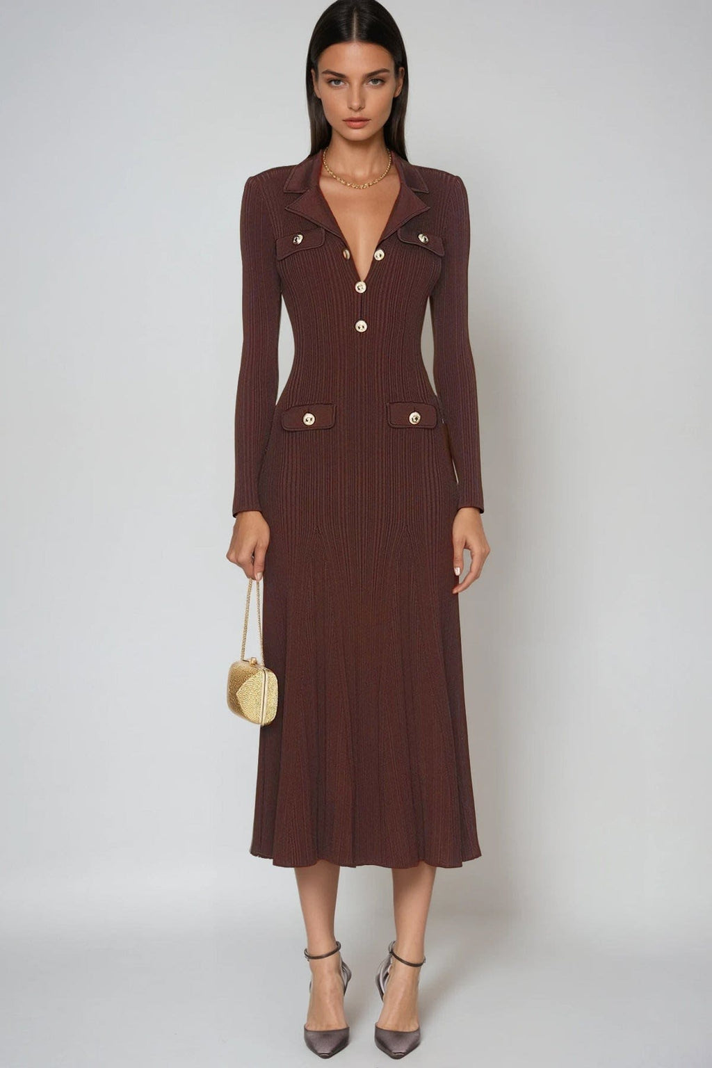Women's Ribbed Knit Midi Dress | Rosamund_2