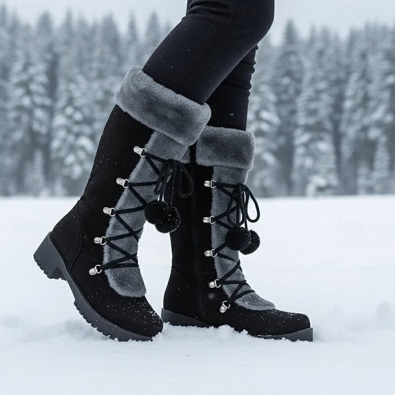 Women's Lace Up Faux Fur Winter Boots | Oriana_1