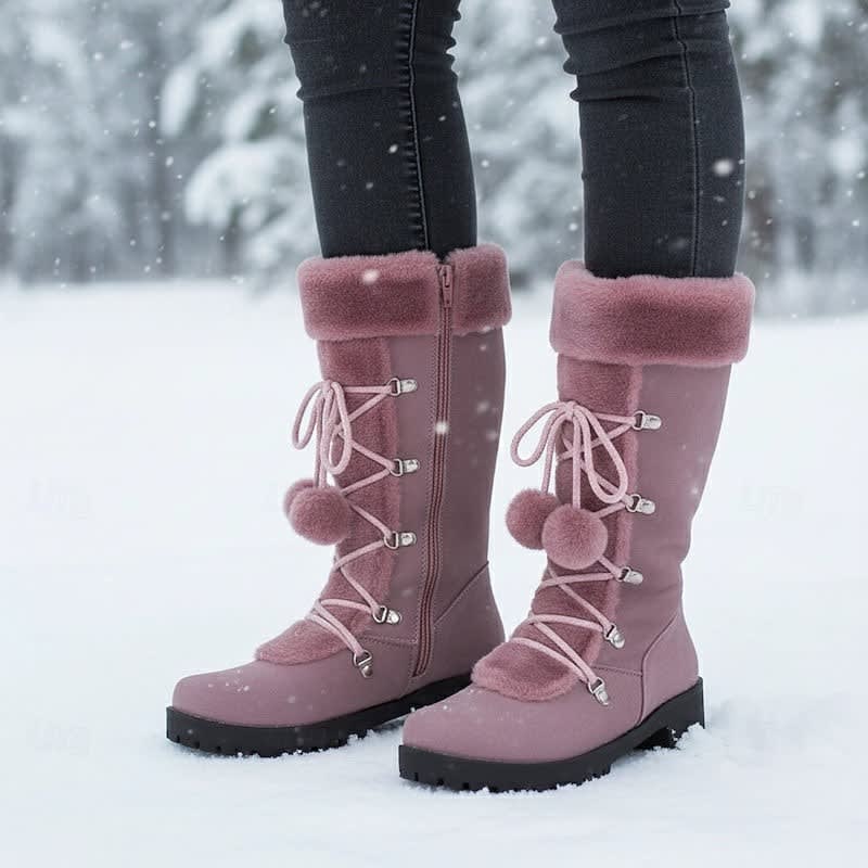 Women's Lace Up Faux Fur Winter Boots | Oriana_2