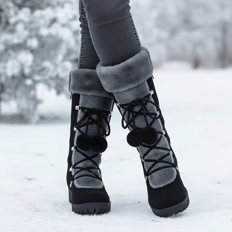 Women's Lace Up Faux Fur Winter Boots | Oriana_4