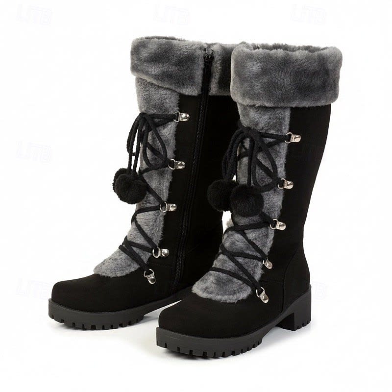 Women's Lace Up Faux Fur Winter Boots | Oriana_5