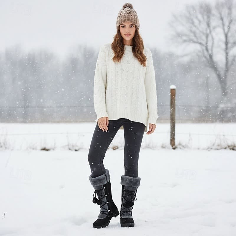 Women's Lace Up Faux Fur Winter Boots | Oriana_7