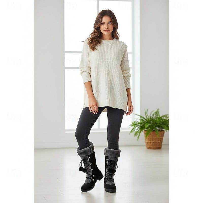 Women's Lace Up Faux Fur Winter Boots | Oriana_8
