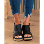 Women's Peep Toe Cork Wedge Sandals | Elspeth_3