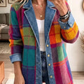 Women's Plaid Knit Denim Jacket | Katriona_1