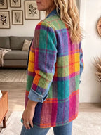 Women's Plaid Knit Denim Jacket | Katriona_2