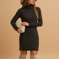 Women's Cable Knit Turtleneck Sweater Dress | Felicity_1