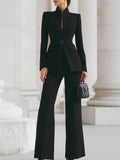 Women's Stand Collar Blazer and Pant Suit | Carrowby_2