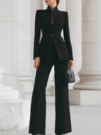 Women's Stand Collar Blazer and Pant Suit | Carrowby_2