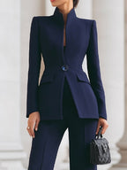 Women's Stand Collar Blazer and Pant Suit | Carrowby_6