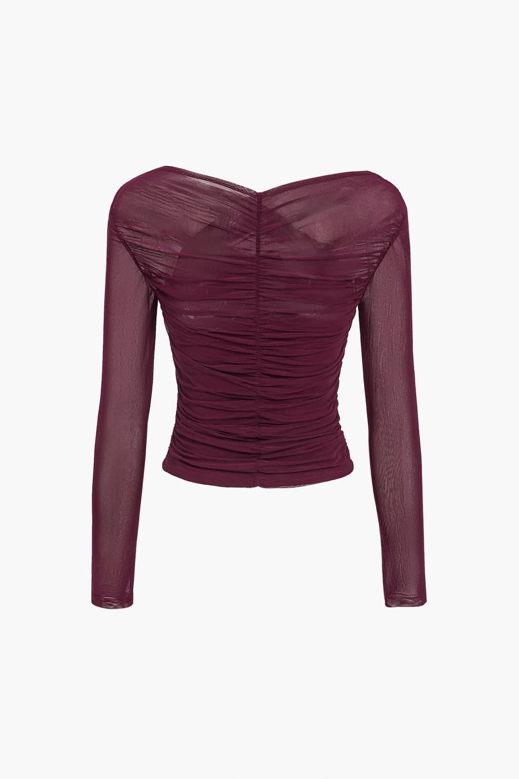 Women's Ruched Mesh Long Sleeve Top | Eirwen_5