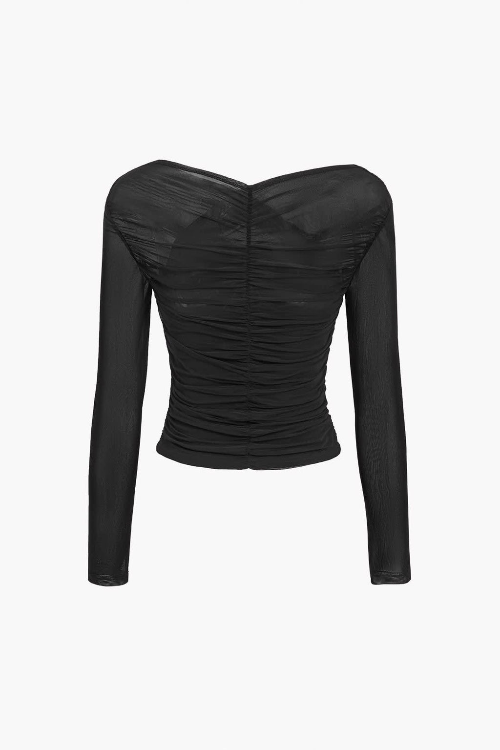 Women's Ruched Mesh Long Sleeve Top | Eirwen_8