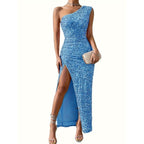 Women's Sequin One Shoulder Maxi Dress | Perdita_1
