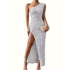 Women's Sequin One Shoulder Maxi Dress | Perdita_8