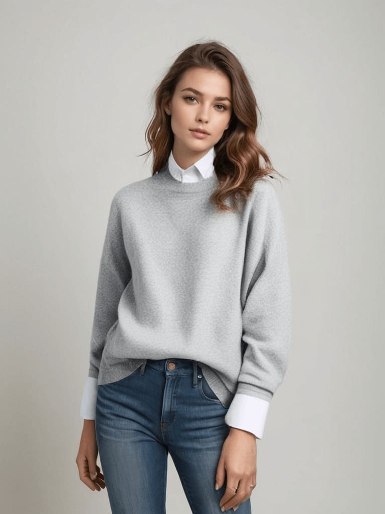 Women's Oversized Mock Neck Sweater | Nerine_10