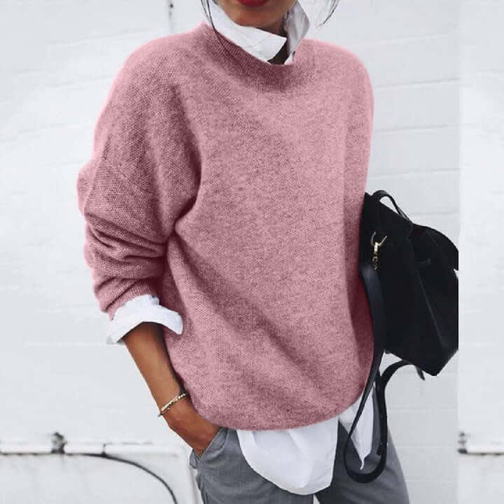 Women's Oversized Mock Neck Sweater | Nerine_3