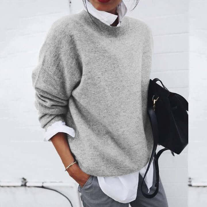 Women's Oversized Mock Neck Sweater | Nerine_4